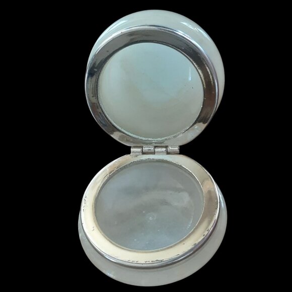Vintage Alabaster Round Hinged Trinket Jewelry Pill Box. Italy - Picture 3 of 6